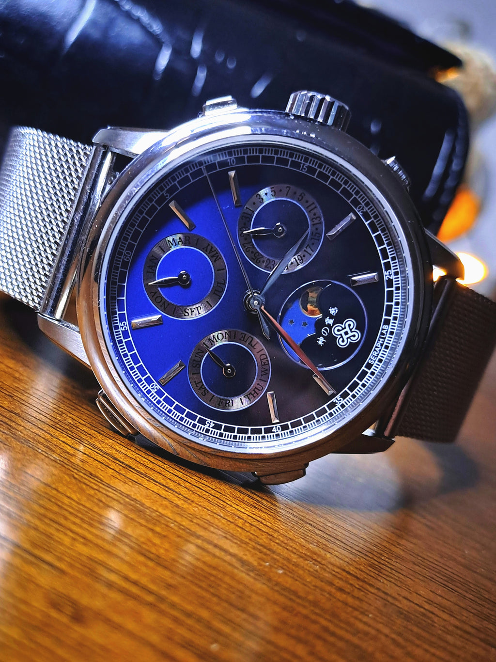 Blue-Black Triple Date Moonphase