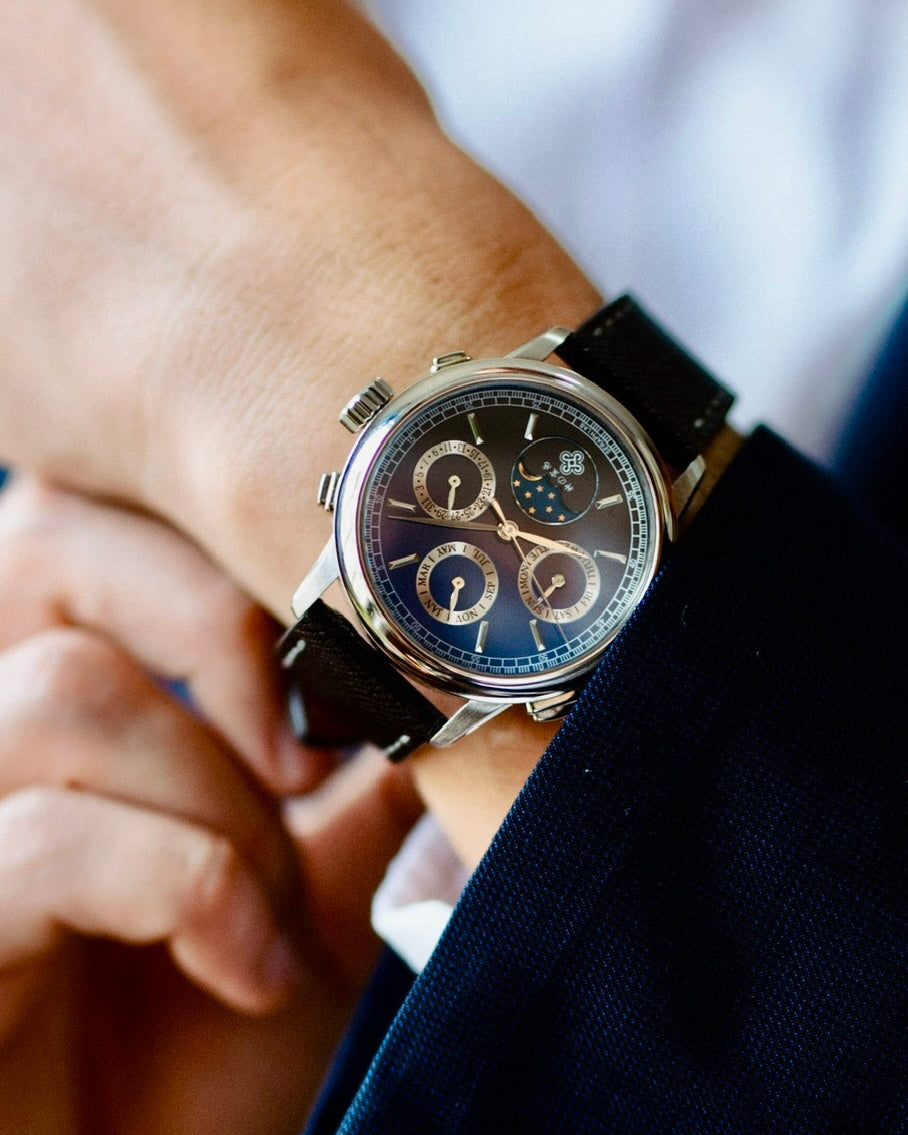 Blue-Black Triple Date Moonphase